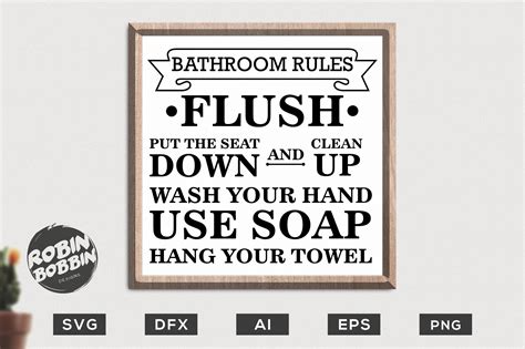 Download Bathroom Rules SVG File - SVG Design Creativefabrica Free PSD Mockups
