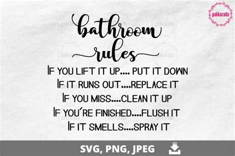 Download Bathroom Rules SVG File - SVG Design Silhouette Free PSD Mockups