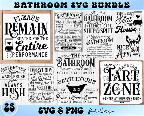 Download Bathroom Sign Bundle For Cricut