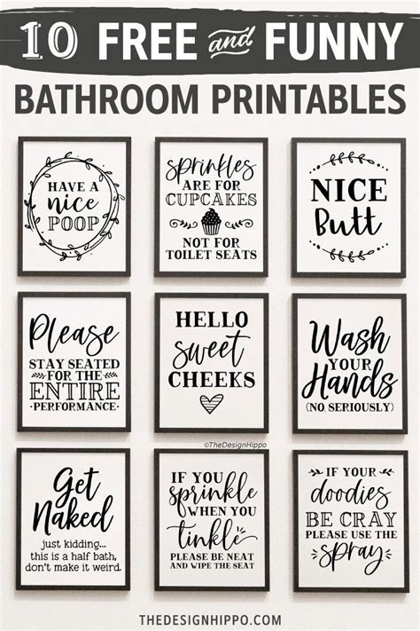 Bathroom Wall Free Bathroom Printables Black And White