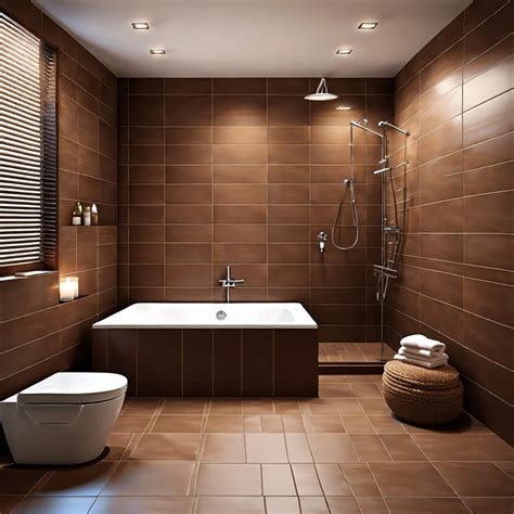 Bathroom With Brown Tile