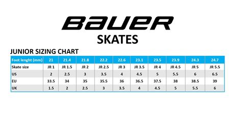 Bauer Junior Size Chart