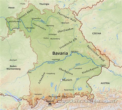 Detailed Map Of Bavaria Germany