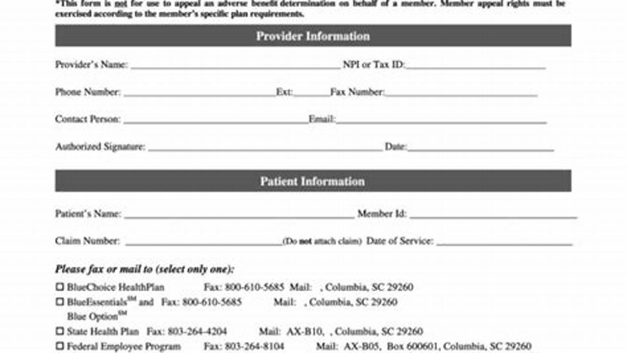 Bcbs Reconsideration Form 2025