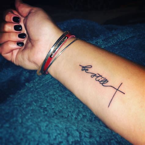 Be Still Tattoo With Cross