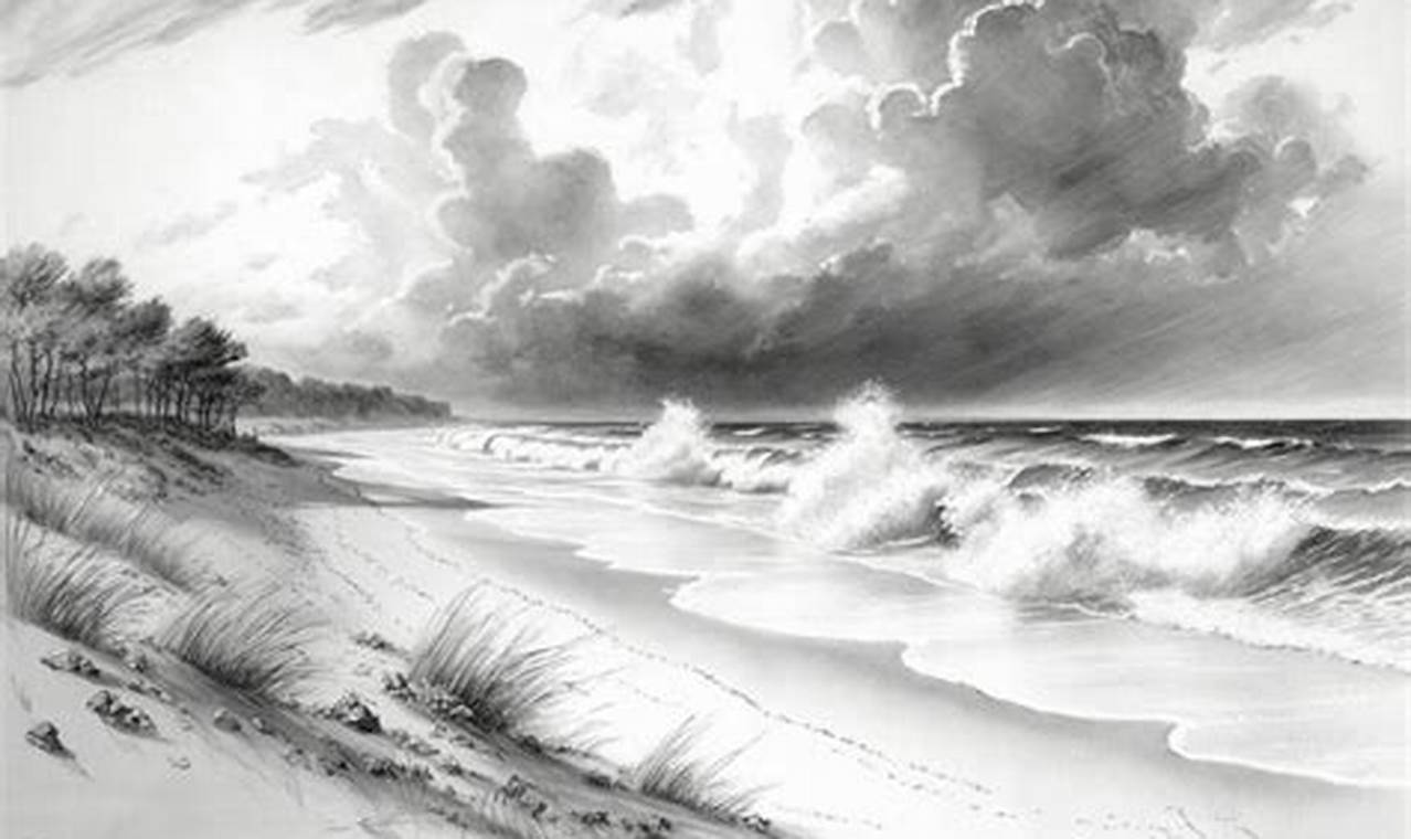 Beach Pencil Drawings: Capturing the Essence of Coastal Serenity