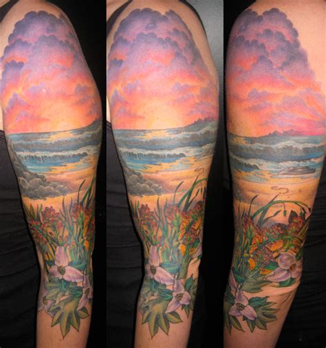90 Sunset Tattoos For Men Fading Daylight Sky Designs