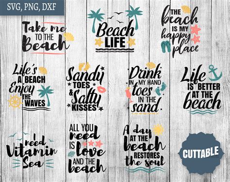 Download Beach Life SVG Bundle, Beach Quotes Files DXF Files
