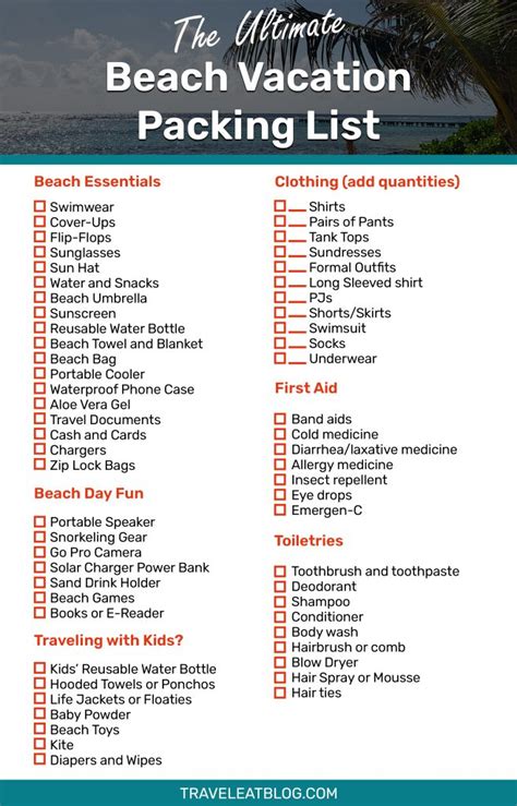 Beach Vacation Packing List