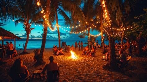 Beach party at night
