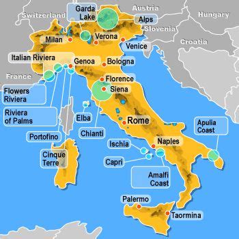 A Colorful Travel Map of Italy