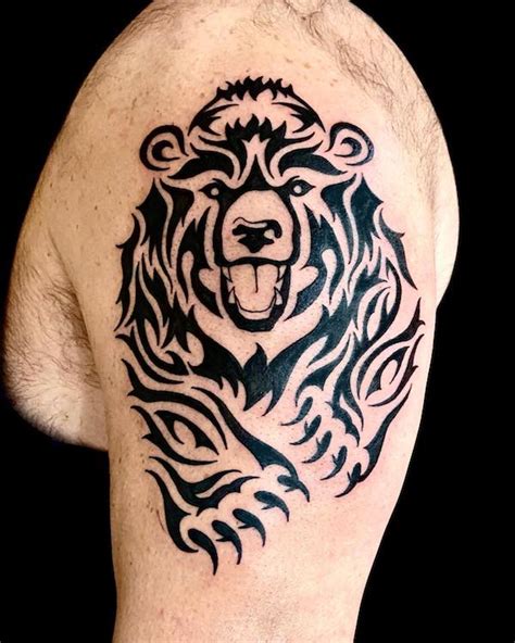 Top 41 Best Tribal Bear Tattoo Ideas [2021 Inspiration