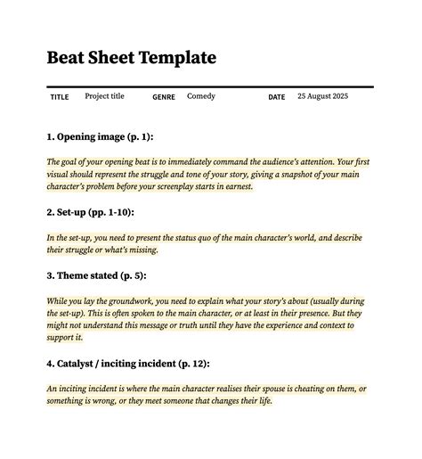 Beat Sheet Template