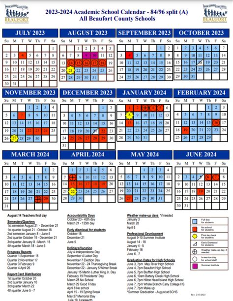 Beaufort County Academic Calendar