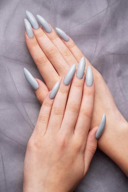Beautiful Painted Grey Nails On