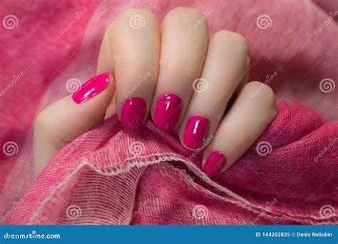 Beautiful Woman Fingernails Pink Color