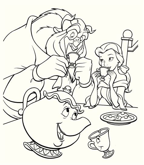 Beauty And The Beast Coloring Pages Free Printable