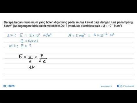 Berapa Beban Maksimum yang Boleh Digantung pada Seutas Kawat Baja?