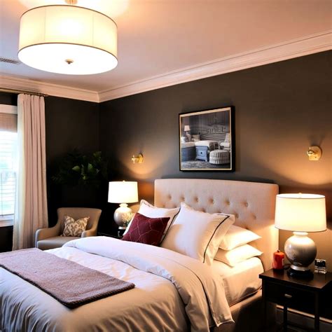 Bedroom with layered lighting creating a warm and inviting atmosphere