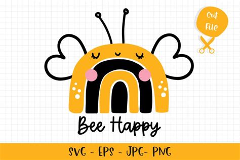 Download Bee Happy Rainbow SVG Files DXF Files