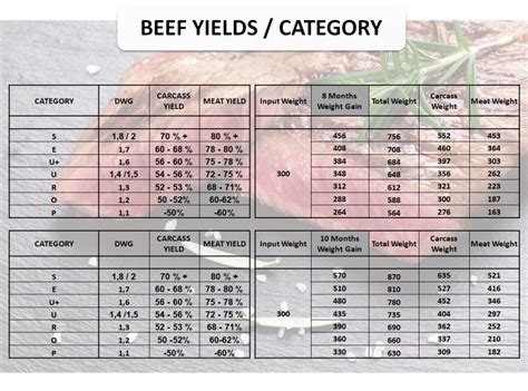 Beef Yield Chart