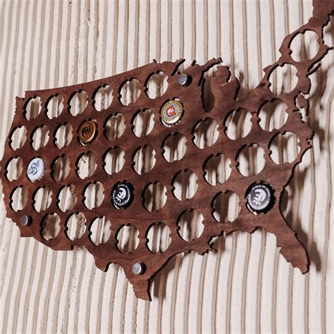 1Piece Creative Wooden Beer Cap Maps Beer Bottle Caps Map of USA