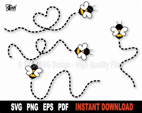 Download Bees, Bee Paths for Cricut Machine
