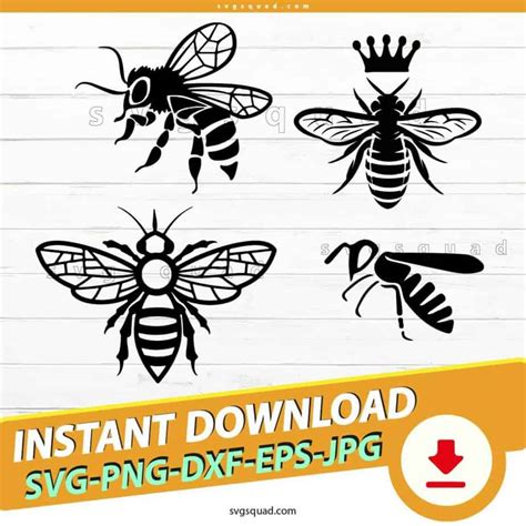 Download Bees Svg Bundle Realistic Bee Silhouette Files DXF Files