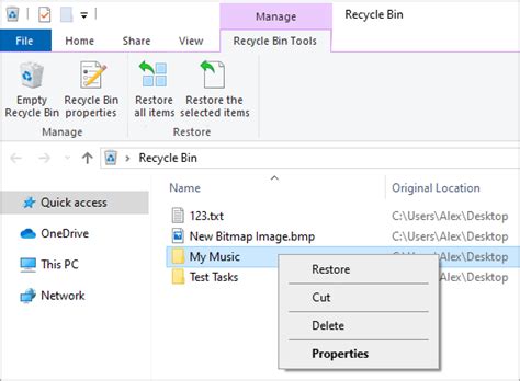 Before You Restore Files from the Recycle Bin