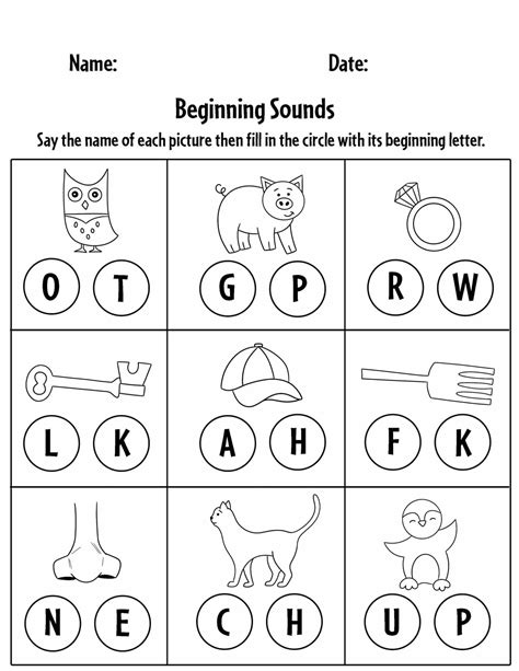 Beginning Sounds Worksheets Free Printable