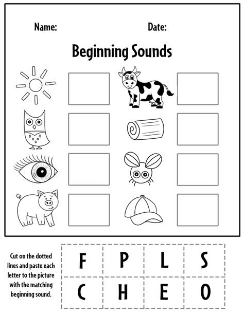 Beginning Sounds Cut And Paste Worksheets