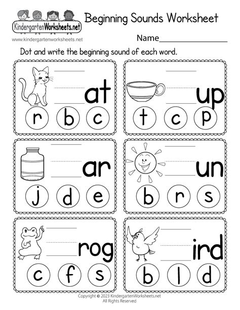 Unlock the Power of Language and Learning with Kindergarten Beginning Sounds Worksheets!