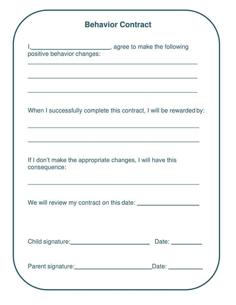 Teenage Behavior Contract Template HQ Printable Documents