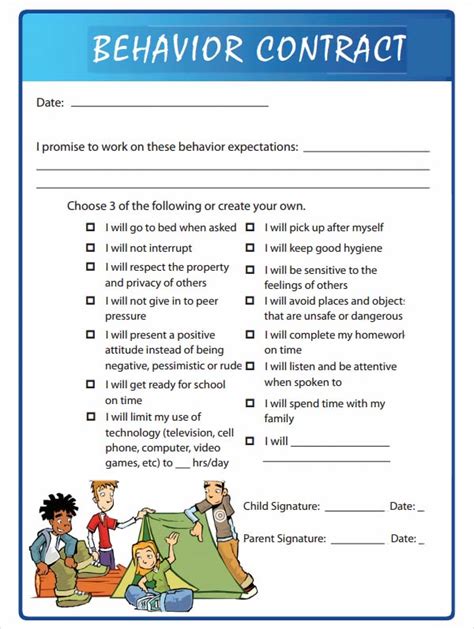 Behavior Contract Template For Students