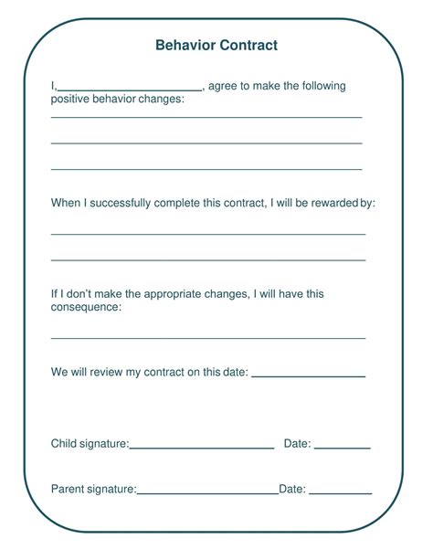 Behavior Contract in Word and Pdf formats