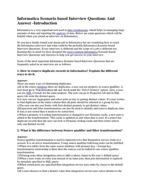 Behavioural and Scenario-Based Informatica Interview Questions