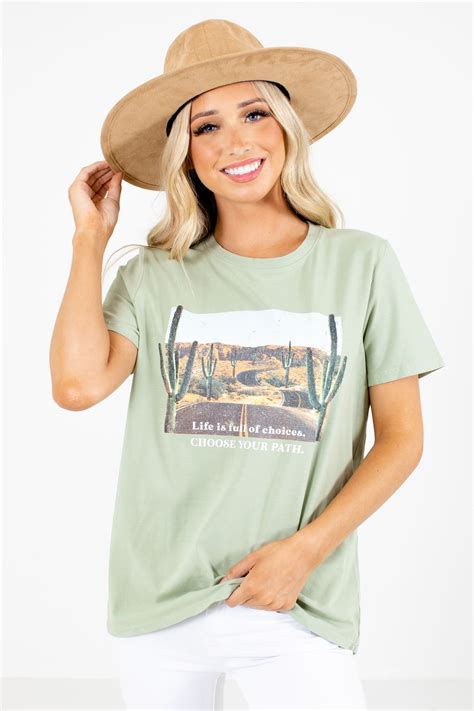 Shop the Perfect Beige and Green Graphic Tee Today
