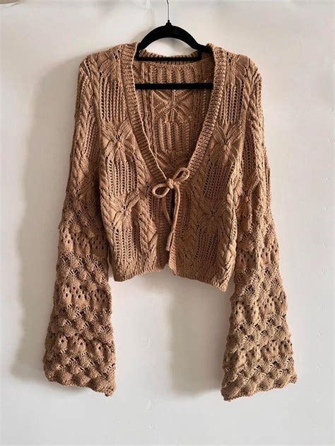 Beige Crochet Cardigan