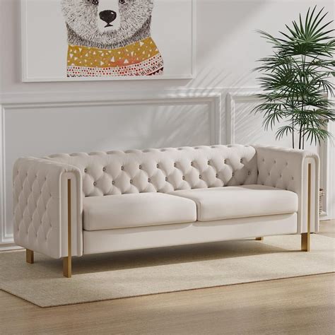 Beige Tufted Sofa