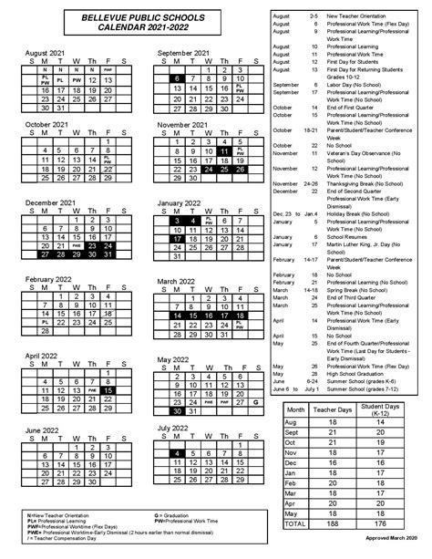 Bellevue Academic Calendar