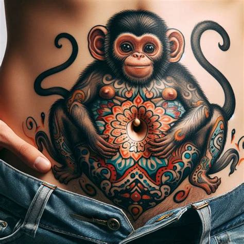 10 Unique Designs for Belly Button Monkey Tattoos