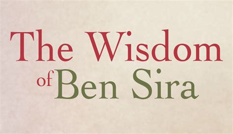 Ben Sira Theology And Women