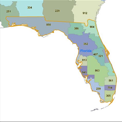 MAP Florida Map With Area Codes