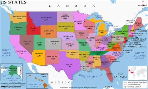 Map of the 50 states with names