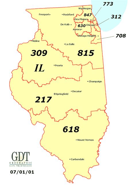 MAP Area Code Map Of Illinois
