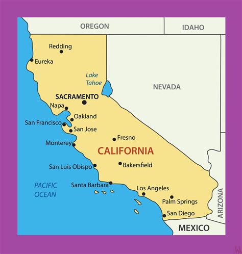 Map of California with major cities