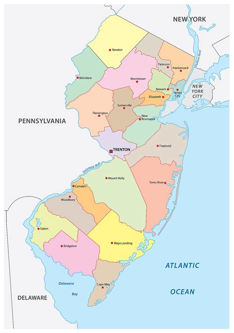 Map of New Jersey with highlighted counties