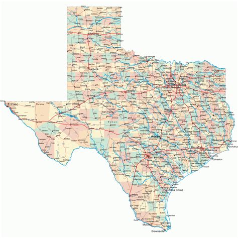 MAP County Road Map Of Texas