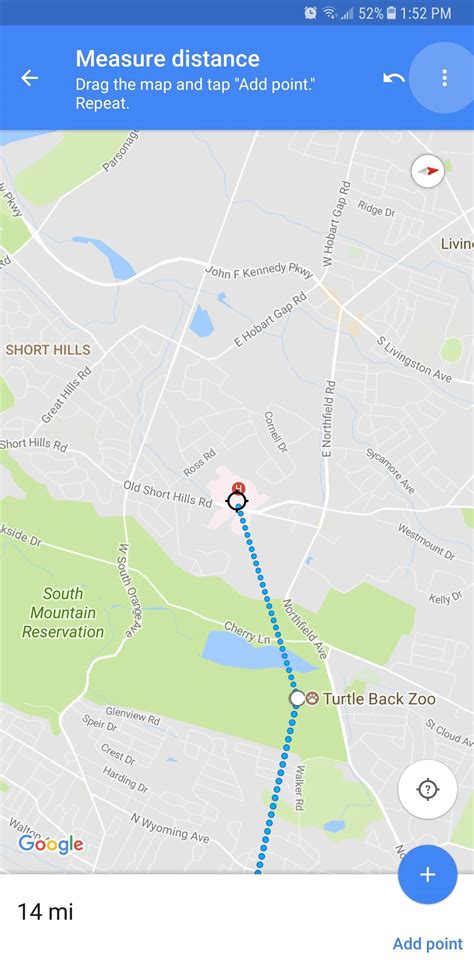 Map distance between two points