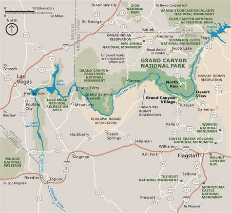 Grand Canyon Map in Arizona